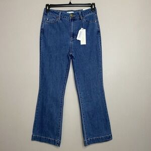 Rachel Zoe Women Hi-Rise Ankle Flare Stretch Jeans Size 6 Medium Wash Blue‎